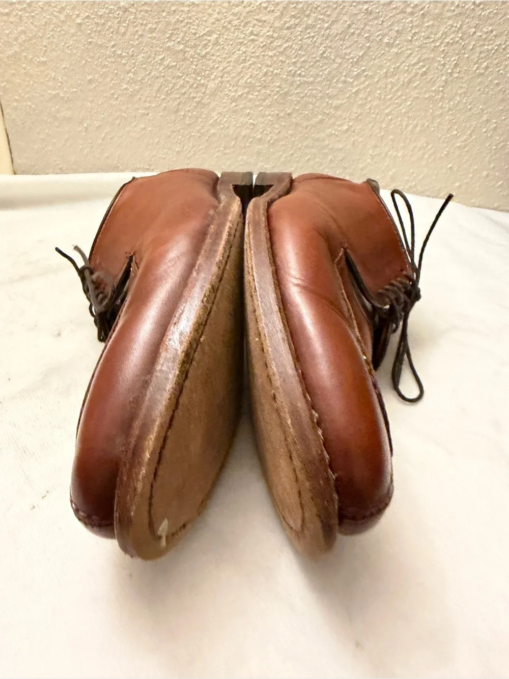 Allen Edmonds Cognac Brown Leather Split-Toe Derby Shoes, pre-owned, SZ9.5